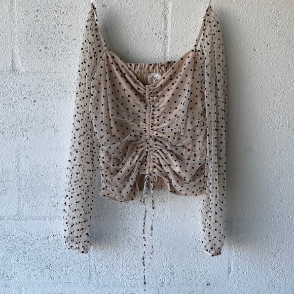 Sadie & Sage Tops - Ivory Polka Dots Top